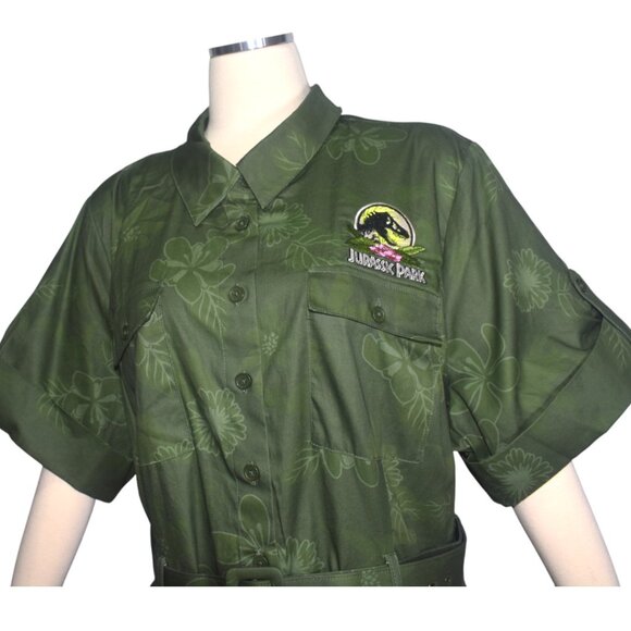 Her Universe Jurassic Park Green Floral Retro Dress Pockets Plus Size 3 3X - Picture 2 of 12